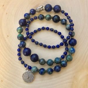 Lapis Lazuli Gemstone Bead Bracelet 🍀